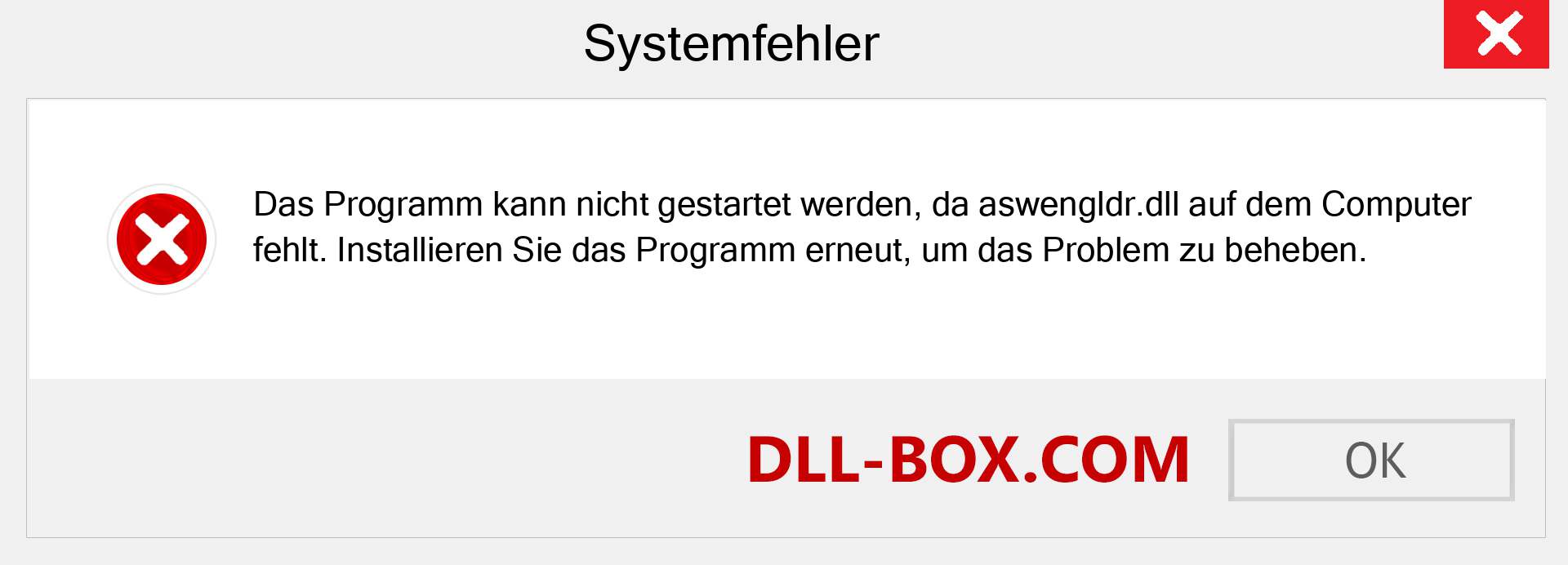 aswengldr.dll-Datei fehlt?. Download für Windows 7, 8, 10 - Fix aswengldr dll Missing Error unter Windows, Fotos, Bildern